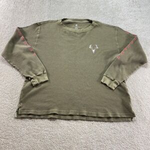 Legendary Whitetails Olive Green Waffle Long Sleeve Tee with Red Sleeve Logo